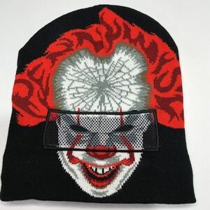 NWOT IT‎ Pennywise Clown Face Beanie Hat One Size Black Red Men Women Derry